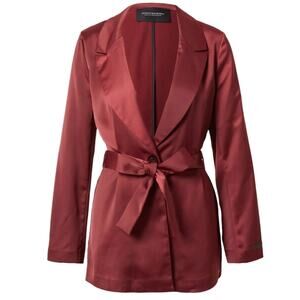 SCOTCH & SODA ASO Belted Single Breasted Blazer Satin Jacket Quiet Luxury Size L